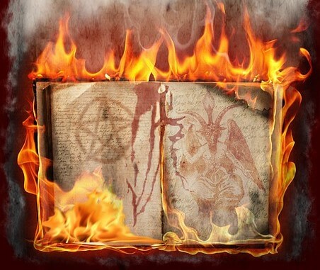 What is black magic, a burning witchcraft book.