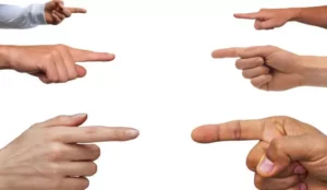 How to solve family conflict, fingers pointing at each other.