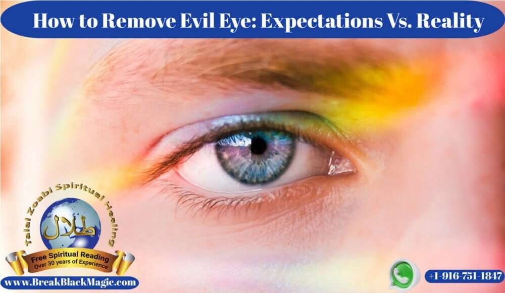 How to remove evil eye, a mans eye with yellow light in front of it.