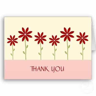 Card that says thank you on it with envelope, spiritual healing testimonial.