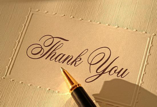 Card that says thank you on it with envelope, spiritual healing testimonial.