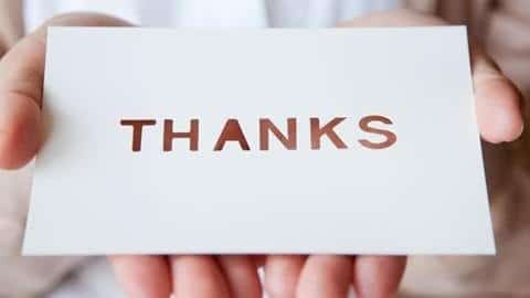 Card that says thank you on it with envelope, spiritual healing testimonial.