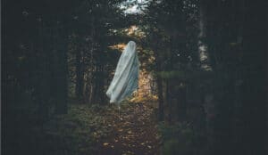 How to get rid of evil spirits. Ghost levitating in the forest.