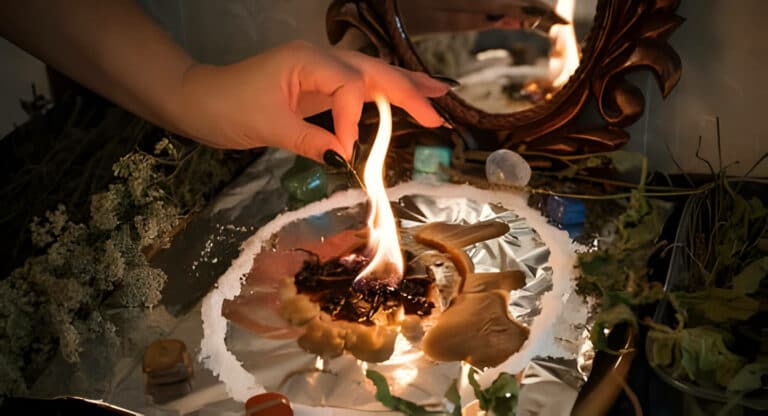 Hand burning candle to send black magic symptoms and signs to a person.