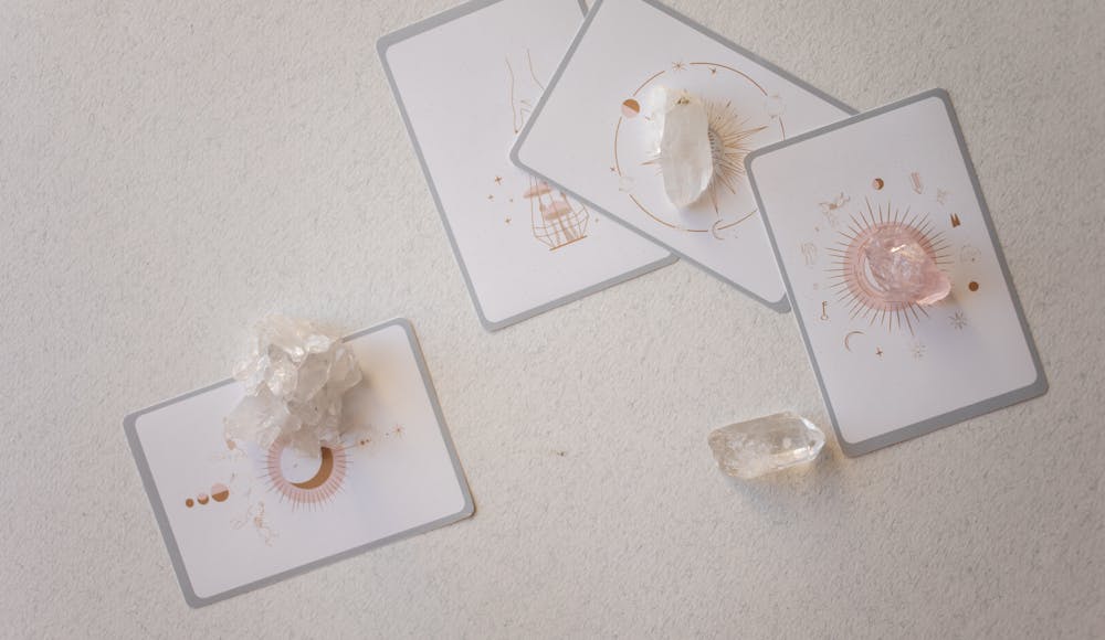 Crystals on Cards to help remove negative energy.